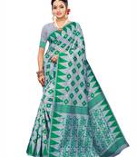 Grey Woven Cotton Silk Saree With Blouse