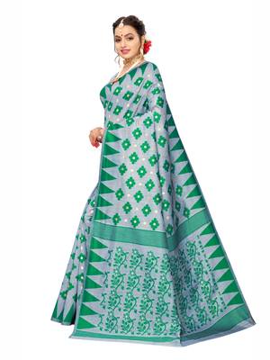 Grey Woven Cotton Silk Saree With Blouse 2