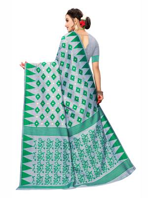 Grey Woven Cotton Silk Saree With Blouse 3