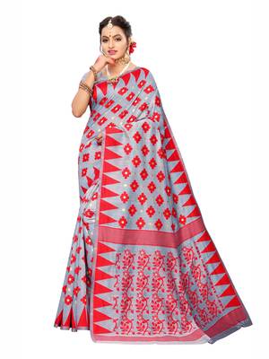 Grey Woven Cotton Silk Saree With Blouse 1