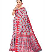 Grey Woven Cotton Silk Saree With Blouse