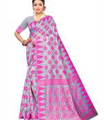 Grey woven cotton silk saree with blouse