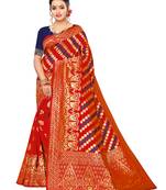 Red Woven art silk  Saree With Blouse