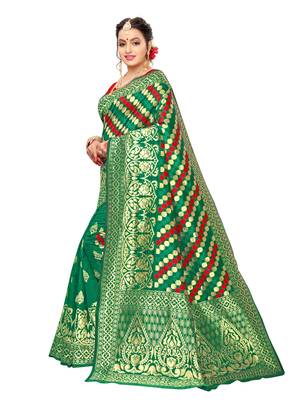 Green Woven art silk  Saree With Blouse 2
