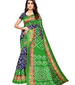 Green Printed Poly Silk Saree With Blouse