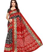Red Printed Poly Silk Saree With Blouse