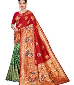 Red Woven Poly Silk Saree With Blouse