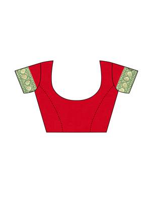 Red Woven Poly Silk Saree With Blouse 5