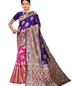 Purple Woven Poly Silk Saree With Blouse