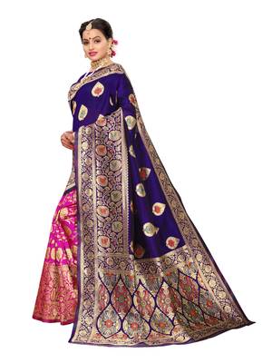 Purple Woven Poly Silk Saree With Blouse 2
