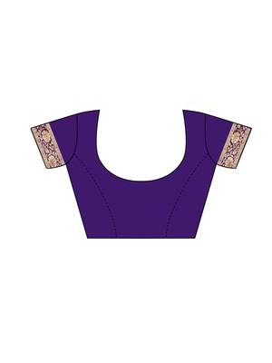 Purple Woven Poly Silk Saree With Blouse 5