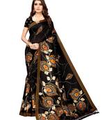 Black Printed Poly Silk Saree With Blouse