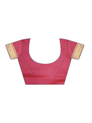 Pink Woven Poly Silk Saree With Blouse 4