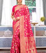Pink Banarasi Silk Woven Work Traditional Saree