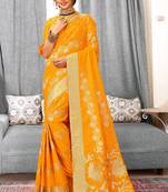 Mustard Banarasi Silk Woven Work Traditional Saree