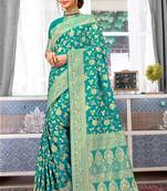 Turquoise Banarasi Silk Woven Work Traditional Saree