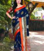 Navy Blue Handloom Silk Woven Work Traditional Saree