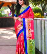 Pink Handloom Silk Woven Work Traditional Saree