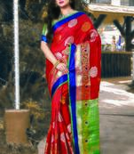 Red Handloom Silk Woven Work Traditional Saree