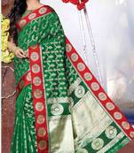 Green Silk Jacquard Traditional Saree