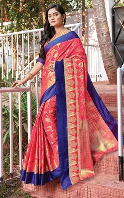 Pink Silk Jacquard Traditional Saree 1