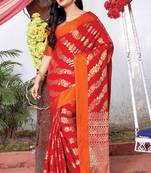Red Silk Jacquard Traditional Saree