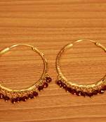 Maroon Gold Look Crystal Hoops