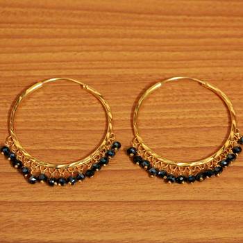 Black Crystal Gold Look Big Hoops 1
