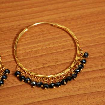 Black Crystal Gold Look Big Hoops 2