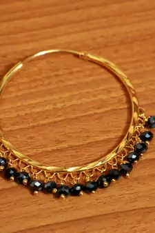 Black Crystal Gold Look Big Hoops