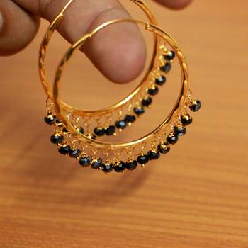 Black Crystal Gold Look Big Hoops 3