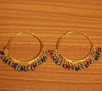 Multicolour Gold Look Crystal Hoops 1