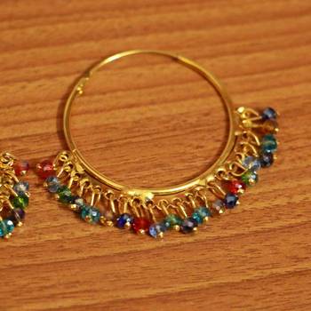 Multicolour Gold Look Crystal Hoops 2