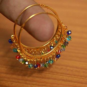 Multicolour Gold Look Crystal Hoops 3