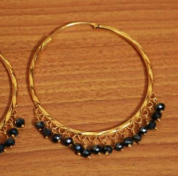 Black Crystal Gold Look Hoops 2