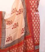 Red Tassar Silk Handloom Unstitched Suit Fabric 
