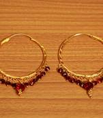 Maroon Crystal Gold Look Hoops