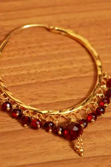 Maroon Crystal Gold Look Hoops