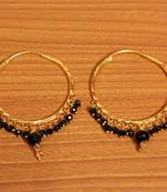 Black Crystal Drop Gold Look Hoops