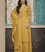 Yellow embroidered georgette salwar