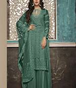 Green embroidered georgette salwar