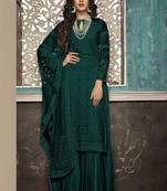 Dark-green embroidered georgette salwar