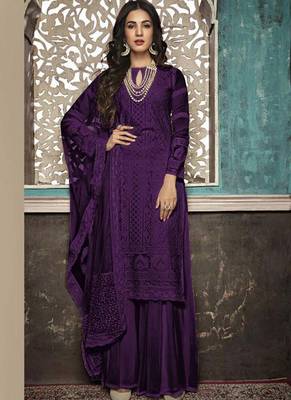 Purple embroidered georgette salwar 1