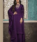 Purple embroidered georgette salwar