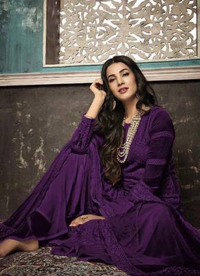 Purple embroidered georgette salwar 2