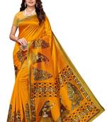Yellow Printed Art Silk Saree With Blouse