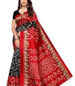 Black Printed Art Silk Saree With Blouse