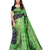 Blue Printed Art Silk Saree With Blouse