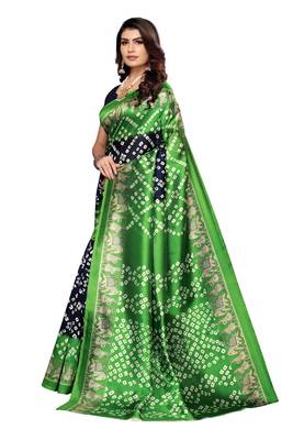 Blue Printed Art Silk Saree With Blouse 2
