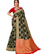 Black Woven Banarasi Saree With Blouse